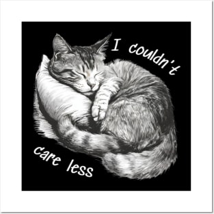 "I couldn't care less" sleeping sarcastic cat Posters and Art